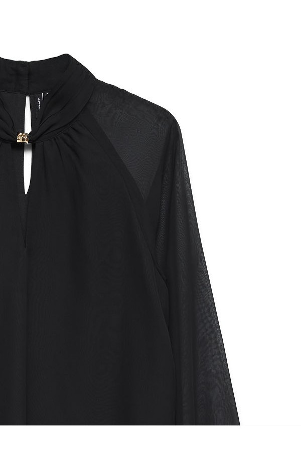 VMMOLLY DETAIL LS TOP WVN PA - ΜΑΥΡΟ