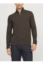 JJEEMIL KNIT HALF ZIP NOOS - ΚΑΦΕ
