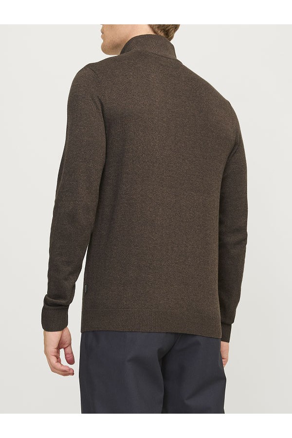 JJEEMIL KNIT HALF ZIP NOOS - ΚΑΦΕ