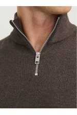 JJEEMIL KNIT HALF ZIP NOOS - ΚΑΦΕ