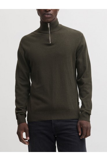 JJEEMIL KNIT HALF ZIP NOOS - ΠΡΑΣΙΝΟ