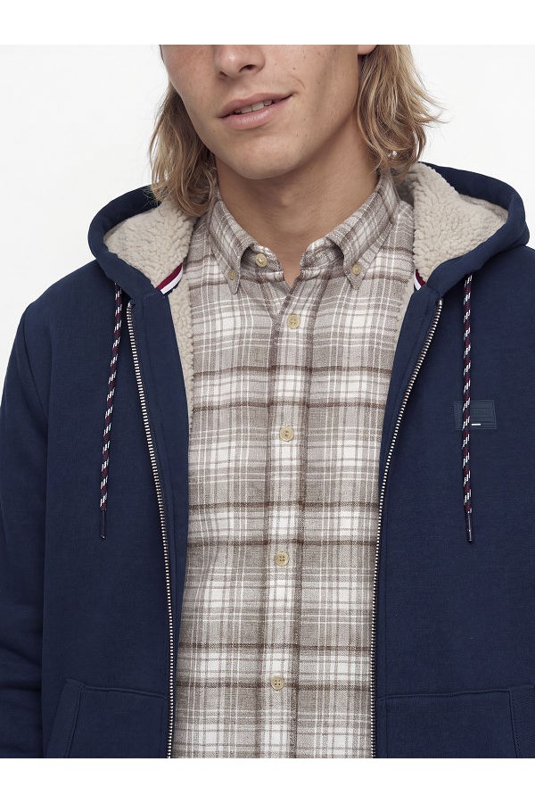 JPRBLUMASON TEDDY SWEAT ZIP LN - ΜΠΛΕ
