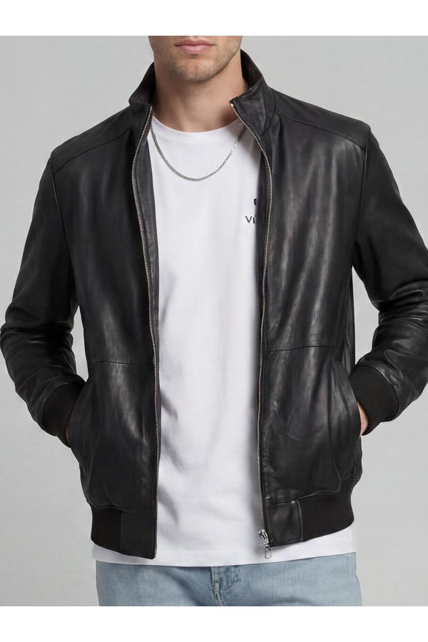 JREBRACEL LEATHER JACKET - ΜΑΥΡΟ