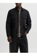 JJECOLTON CANVAS OVERSHIRT LS SN - ΜΑΥΡΟ