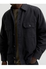 JJECOLTON CANVAS OVERSHIRT LS SN - ΜΑΥΡΟ