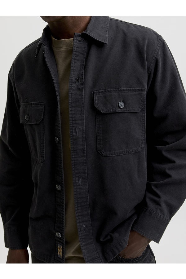 JJECOLTON CANVAS OVERSHIRT LS SN - ΜΑΥΡΟ