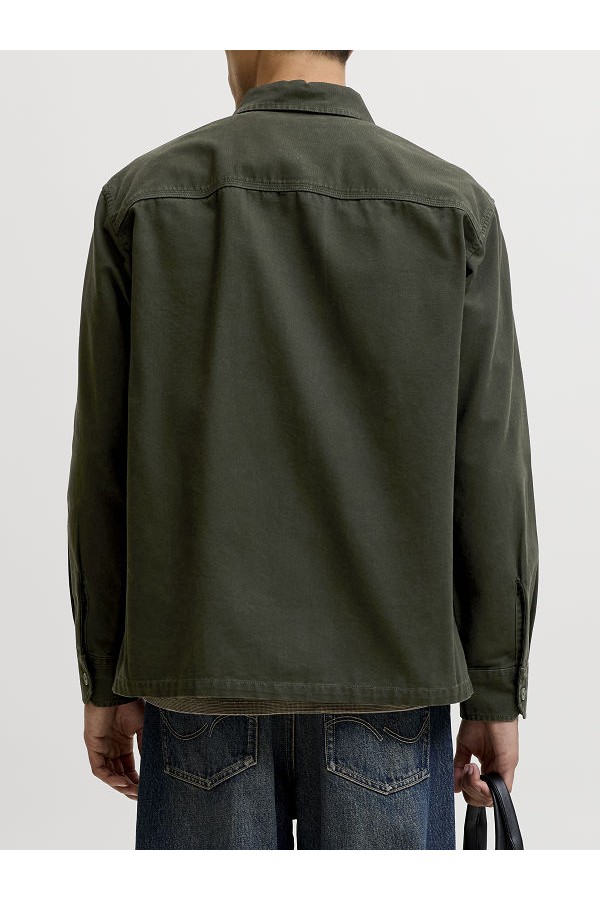 JJECOLTON CANVAS OVERSHIRT LS SN - ΠΡΑΣΙΝΟ