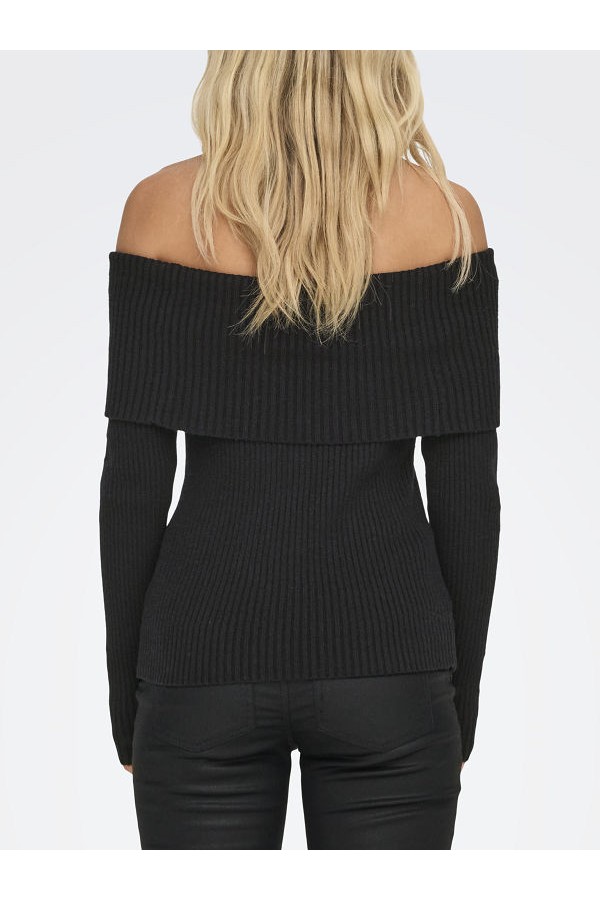 ONLKATIA LS OFF SHOULDER KNT NOOS - ΜΑΥΡΟ