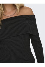 ONLKATIA LS OFF SHOULDER KNT NOOS - ΜΑΥΡΟ