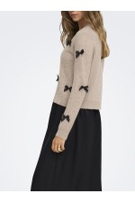 ONLNOELLE LS BOW PULLOVER KNT - ΜΠΕΖ