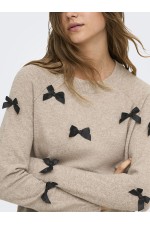 ONLNOELLE LS BOW PULLOVER KNT - ΜΠΕΖ