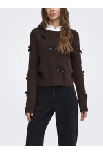 ONLNOELLE LS BOW PULLOVER KNT - ΚΑΦΕ
