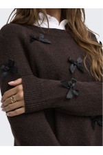 ONLNOELLE LS BOW PULLOVER KNT - ΚΑΦΕ