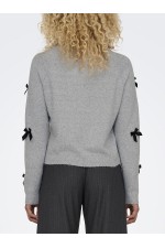 ONLNOELLE LS BOW PULLOVER KNT - ΓΚΡΙ