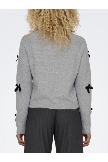 ONLNOELLE LS BOW PULLOVER KNT - ΓΚΡΙ