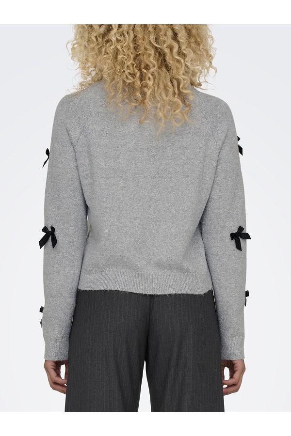 ONLNOELLE LS BOW PULLOVER KNT - ΓΚΡΙ