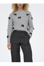 ONLNOELLE LS BOW PULLOVER KNT - ΓΚΡΙ