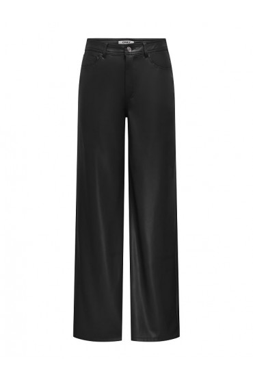 ONLSMOOTH HW FAUX LEATH WIDE PANT CC PNT - ΜΑΥΡΟ
