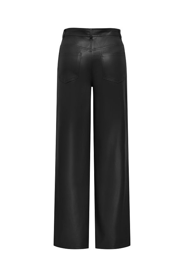 ONLSMOOTH HW FAUX LEATH WIDE PANT CC PNT - ΜΑΥΡΟ
