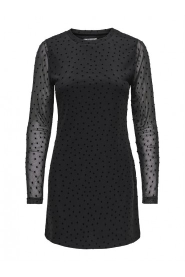 ONLNOVA L/S MESH SHORT DRESS WVN - ΜΑΥΡΟ