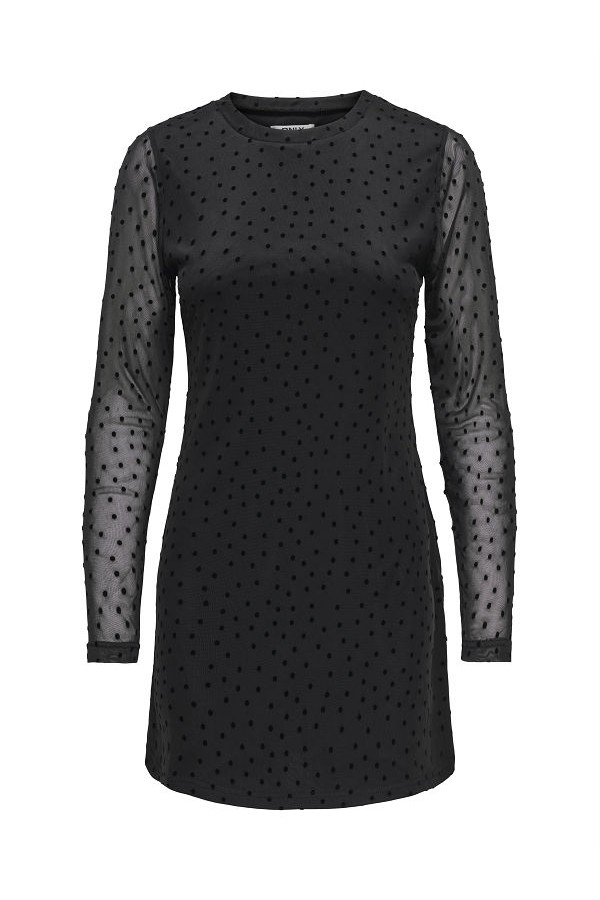 ONLNOVA L/S MESH SHORT DRESS WVN - ΜΑΥΡΟ