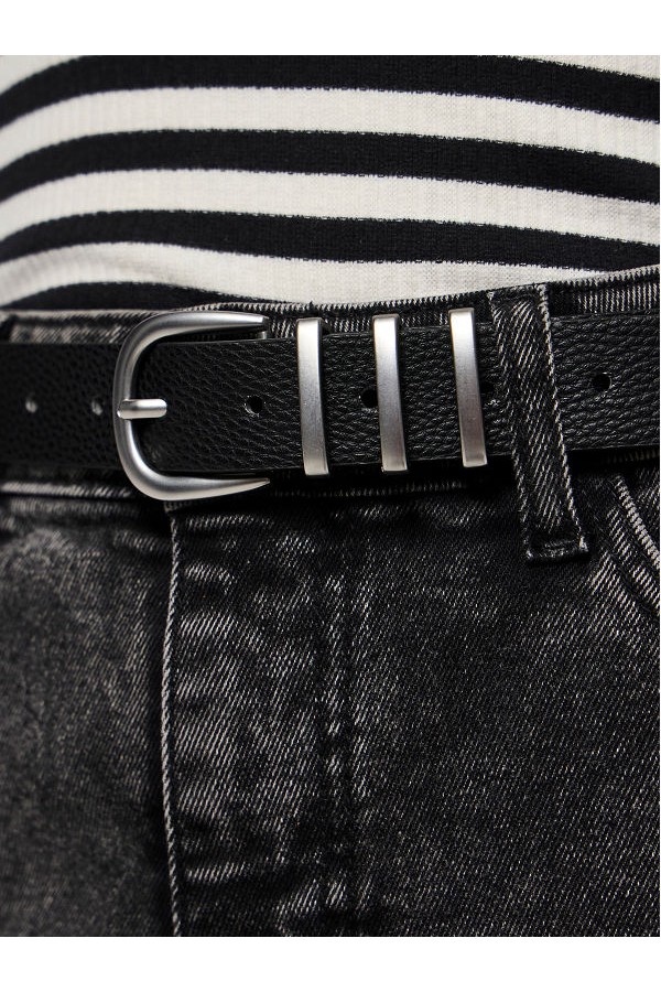 PCLEA JEANS BELT NOOS WB PU - ΓΚΡΙ