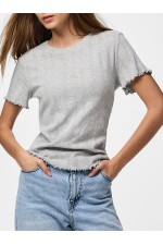 PCMARIE SS O-NECK POIN TOP JRS NOOS BC - ΓΚΡΙ