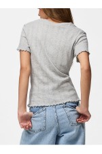 PCMARIE SS O-NECK POIN TOP JRS NOOS BC - ΓΚΡΙ