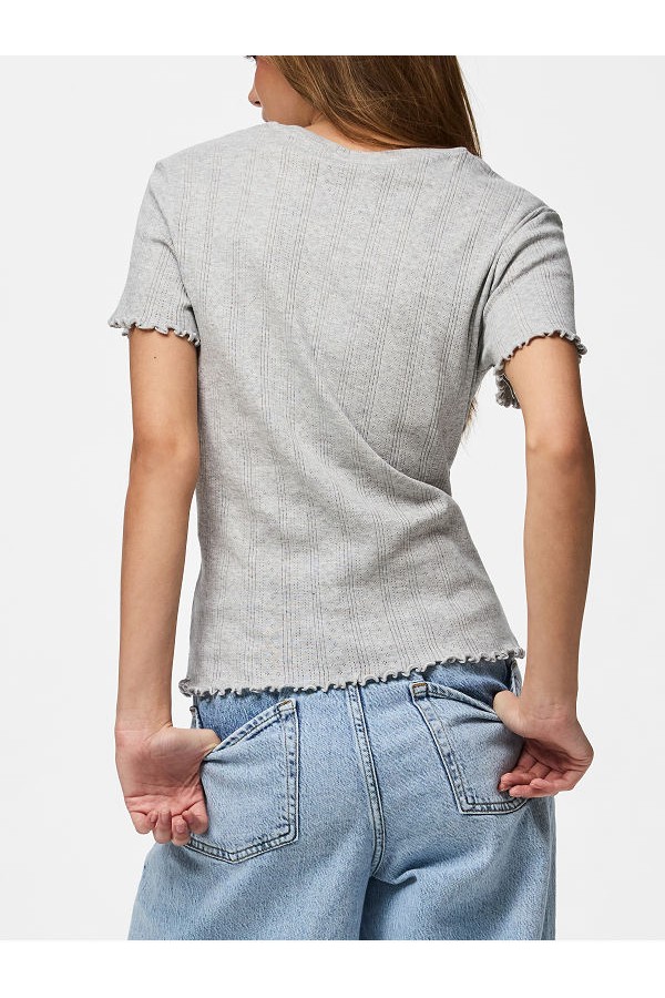 PCMARIE SS O-NECK POIN TOP JRS NOOS BC - ΓΚΡΙ