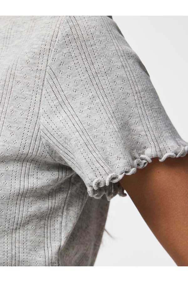 PCMARIE SS O-NECK POIN TOP JRS NOOS BC - ΓΚΡΙ