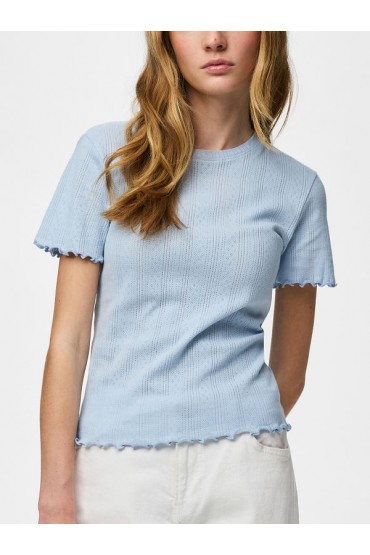 PCMARIE SS O-NECK POIN TOP JRS NOOS BC - ΜΠΛΕ ΑΝΟΙΧΤΟ