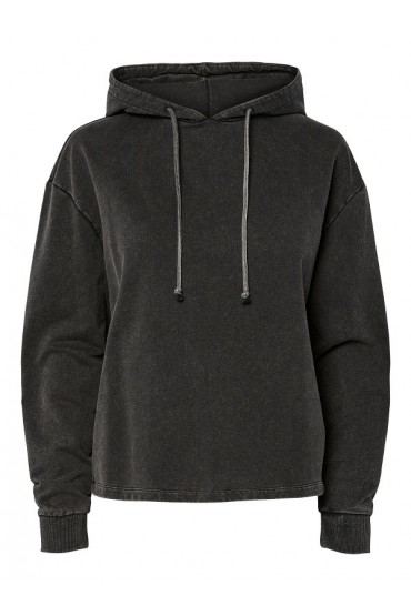 PCCHILLI LS WASHED SWEAT HOODIE NOOS BC - ΜΑΥΡΟ