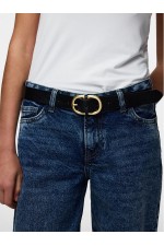 PCJUVA LEATHER JEANS BELT NOOS - ΜΑΥΡΟ