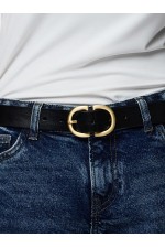 PCJUVA LEATHER JEANS BELT NOOS - ΜΑΥΡΟ