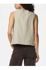 PCAWACE V-NECK LINEN VEST - ΜΠΕΖ