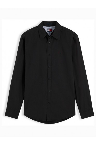 TJM REG POPLIN SHIRT - ΜΑΥΡΟ