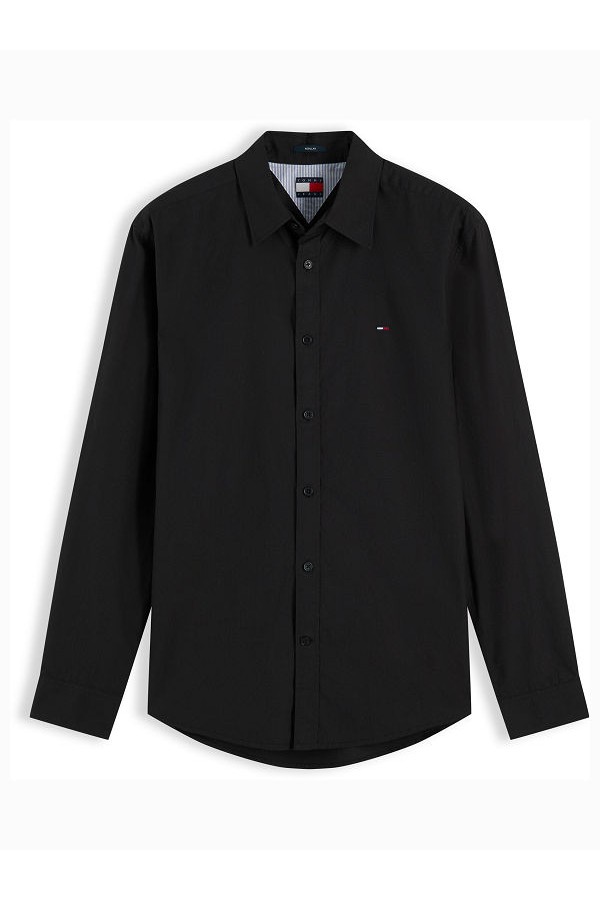 TJM REG POPLIN SHIRT - ΜΑΥΡΟ