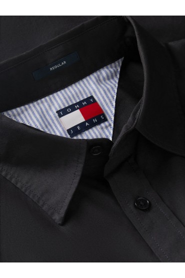 TJM REG POPLIN SHIRT - ΜΑΥΡΟ