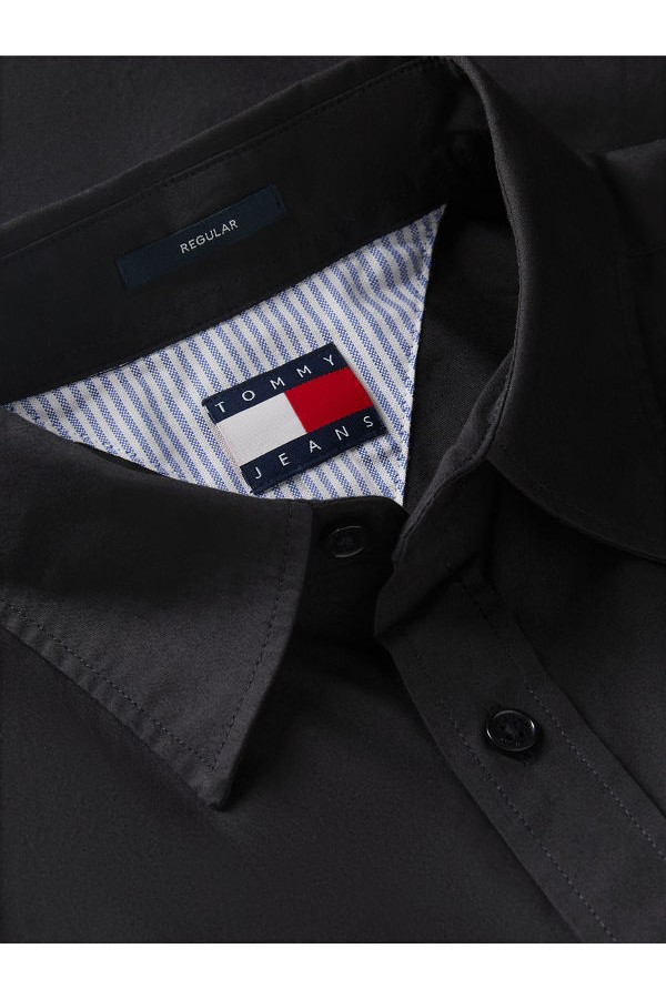 TJM REG POPLIN SHIRT - ΜΑΥΡΟ