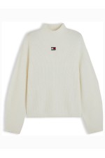 TJW MOCKNECK BADGE SWEATER EXT - ΛΕΥΚΟ