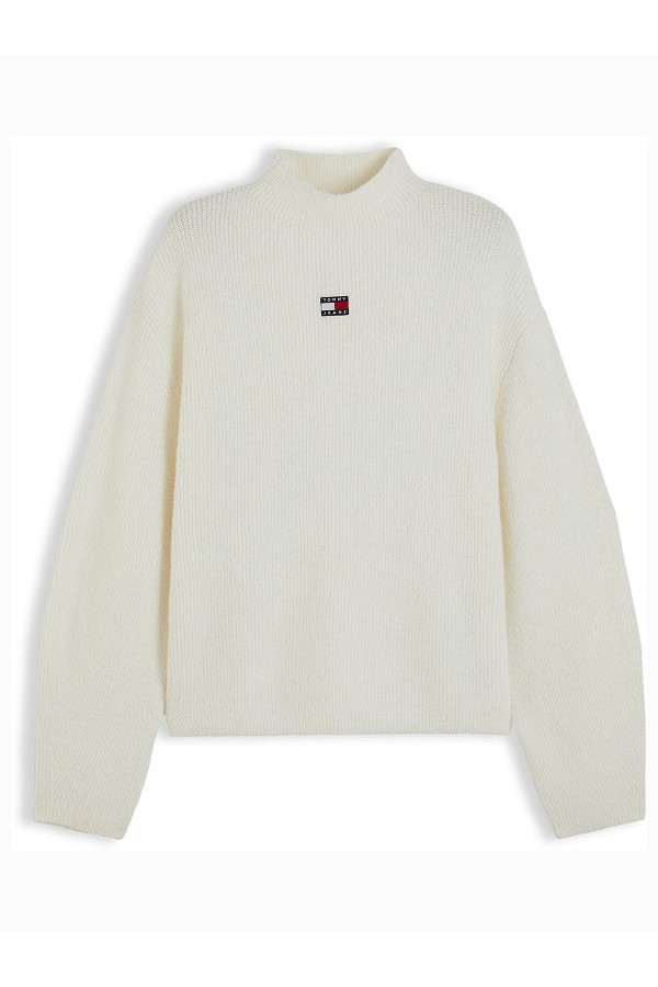 TJW MOCKNECK BADGE SWEATER EXT - ΛΕΥΚΟ
