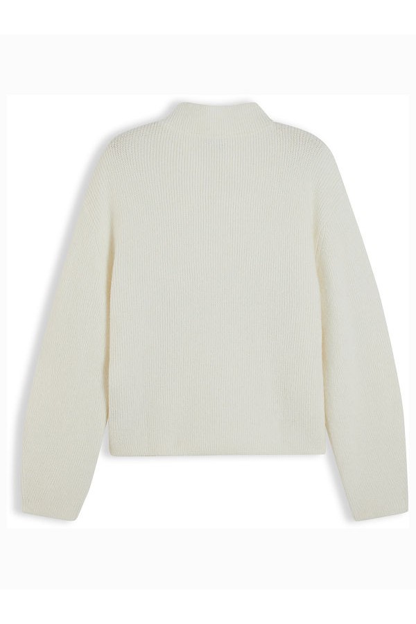 TJW MOCKNECK BADGE SWEATER EXT - ΛΕΥΚΟ