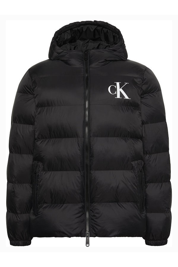 LS  LTWT NYLON PADDED HOODED PUFFER - ΜΑΥΡΟ