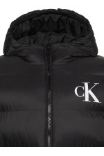 LS  LTWT NYLON PADDED HOODED PUFFER - ΜΑΥΡΟ