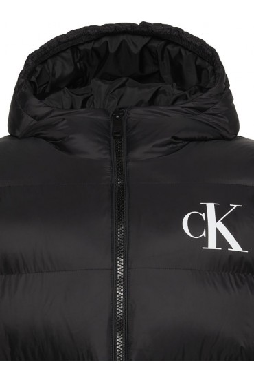 LS  LTWT NYLON PADDED HOODED PUFFER - ΜΑΥΡΟ