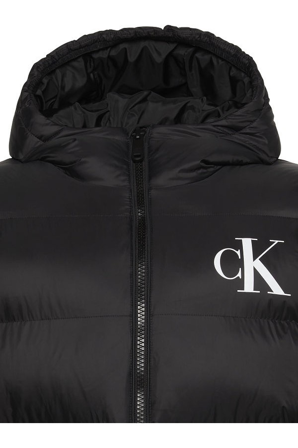 LS  LTWT NYLON PADDED HOODED PUFFER - ΜΑΥΡΟ