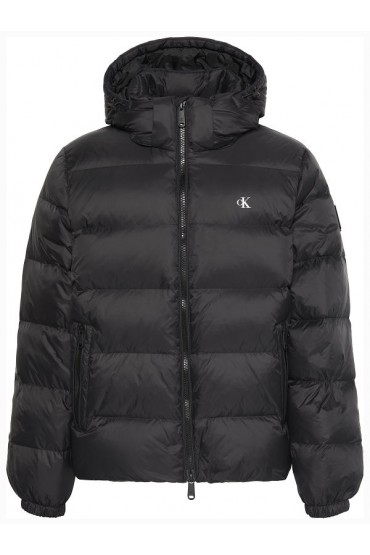 LS NYLON ZIP OFF HOOD DOWN PUFFER - ΜΑΥΡΟ