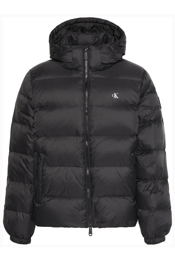 LS NYLON ZIP OFF HOOD DOWN PUFFER - ΜΑΥΡΟ