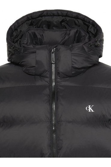 LS NYLON ZIP OFF HOOD DOWN PUFFER - ΜΑΥΡΟ