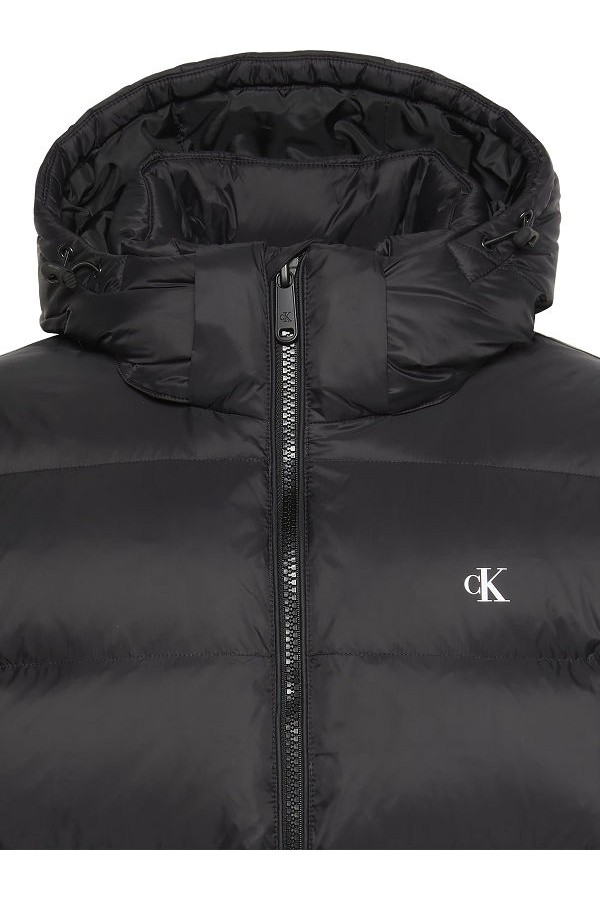 LS NYLON ZIP OFF HOOD DOWN PUFFER - ΜΑΥΡΟ
